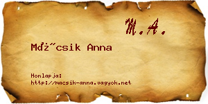 Mácsik Anna névjegykártya