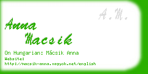 anna macsik business card